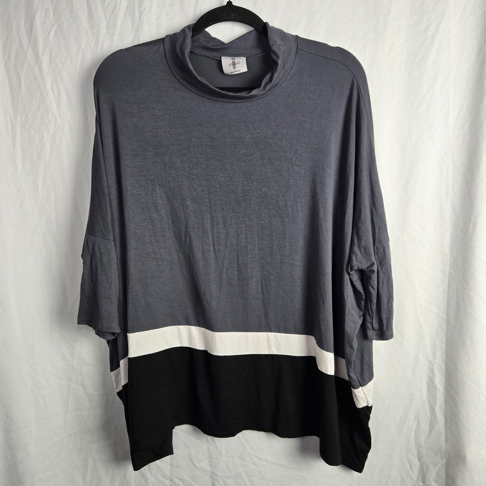 Inoah Oversize Boxy‎ Colorblock Mock Neck Top Women's Small Made In USA Artsy